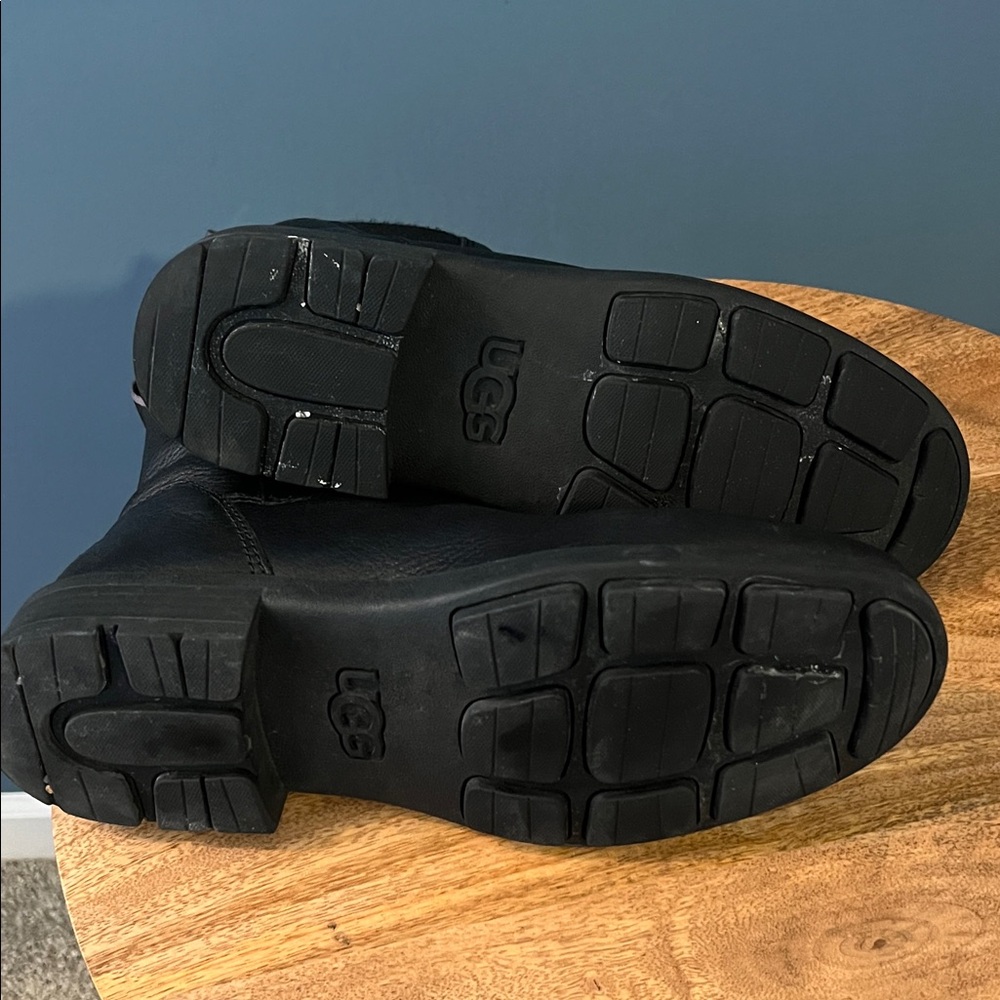UGG Black Leather Ankle Boots - Picture 5 of 6